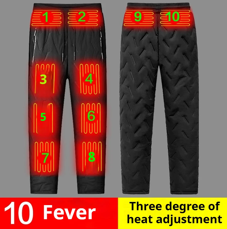 New Ten Area Intelligent Thermal Pants for Winter Warmth, USB Electric Heating, Lamb Fleece Pants for Men