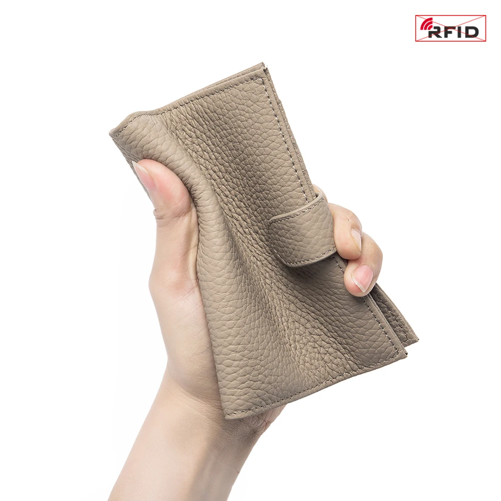 New Genuine Leather Anti-theft Brush Ultra-thin Passport Bag Multifunctional Wallet Ticket Holder Passport ID Holder Storage Bag