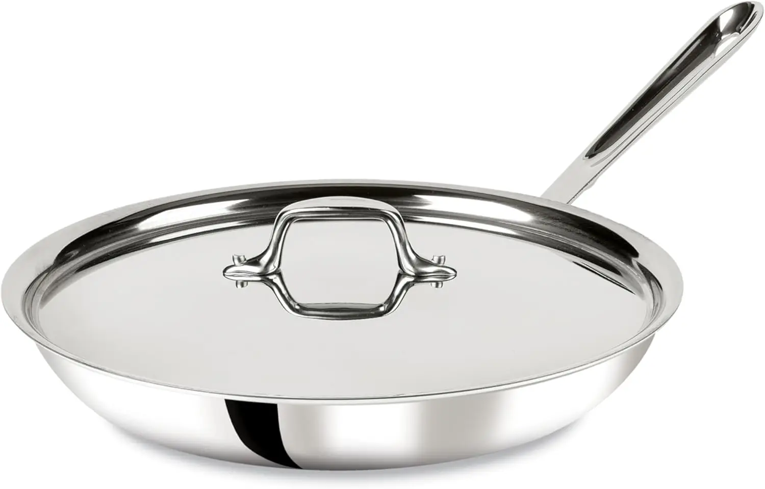 

12-Inch Stainless Steel Frying Pan with Lid, Tri-Ply Construction for Even Heat, Induction & Oven Safe up to 600°F