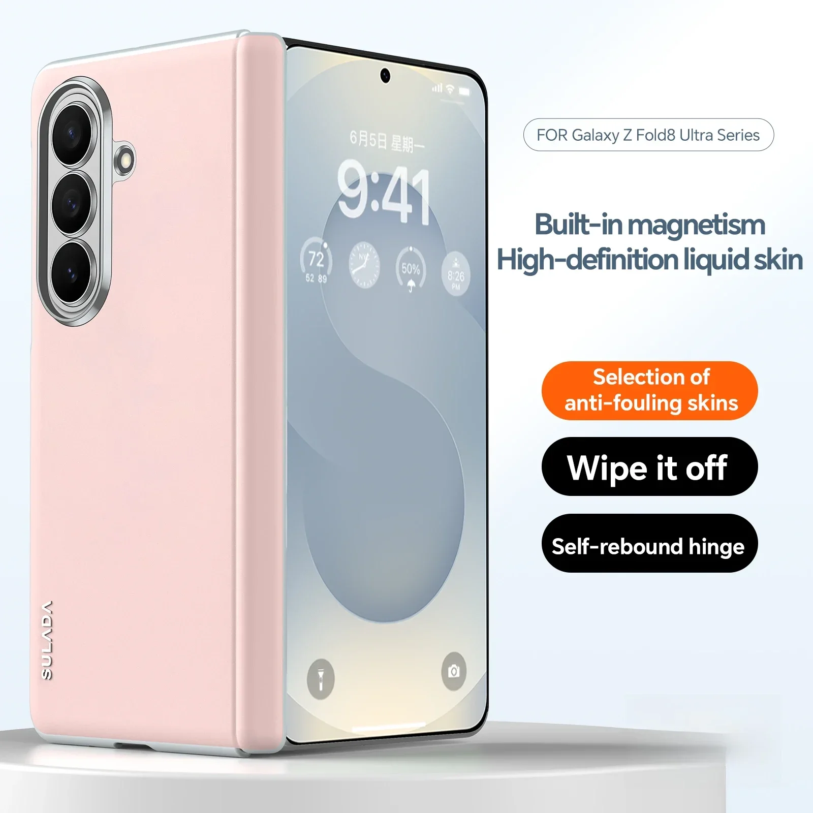 For Samsung Galaxy Z Fold 8 Ultra Fold 7 6 5 4 Case Stylish Premium Liquid Leather Built-in Magnetic Resistant Shockproof Cover