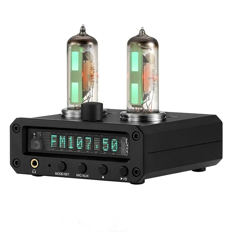 SQPP-FM Radio VFD Clock Included P2-FM Magic 6E2 Preamp Stereo Headphone Amp Sound Level Indicator UK Plug