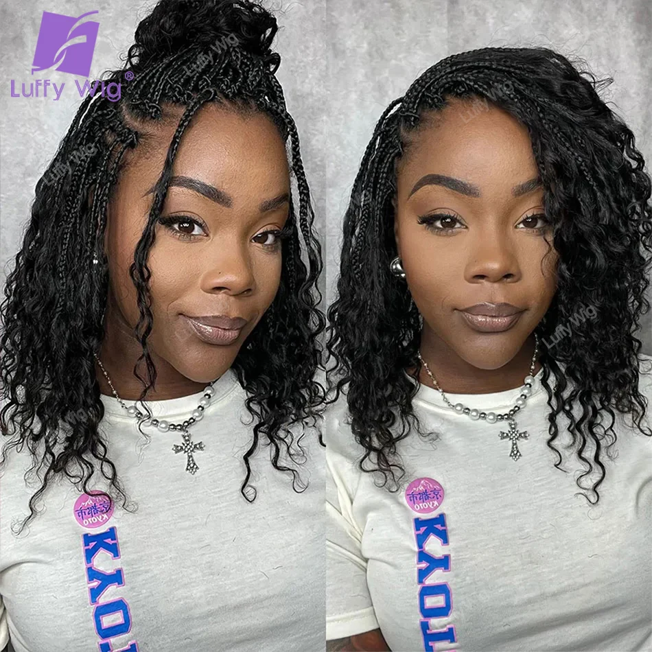 Crochet Boho Box Box Braids with Deep Wave Human Hair Curls Pre Looped Braiding Hair Extensions For Black Women Pre Braided