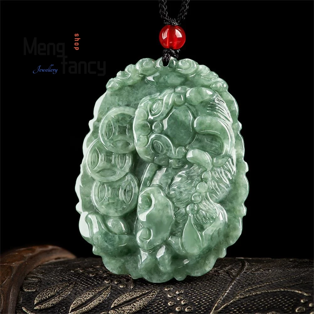 

Natural Jadeite Fortune Pixiu Jade Pendants Charms Fashion Fine Jewelry Men Women Amulet Mascots Luxury Necklace Holiday Gifts