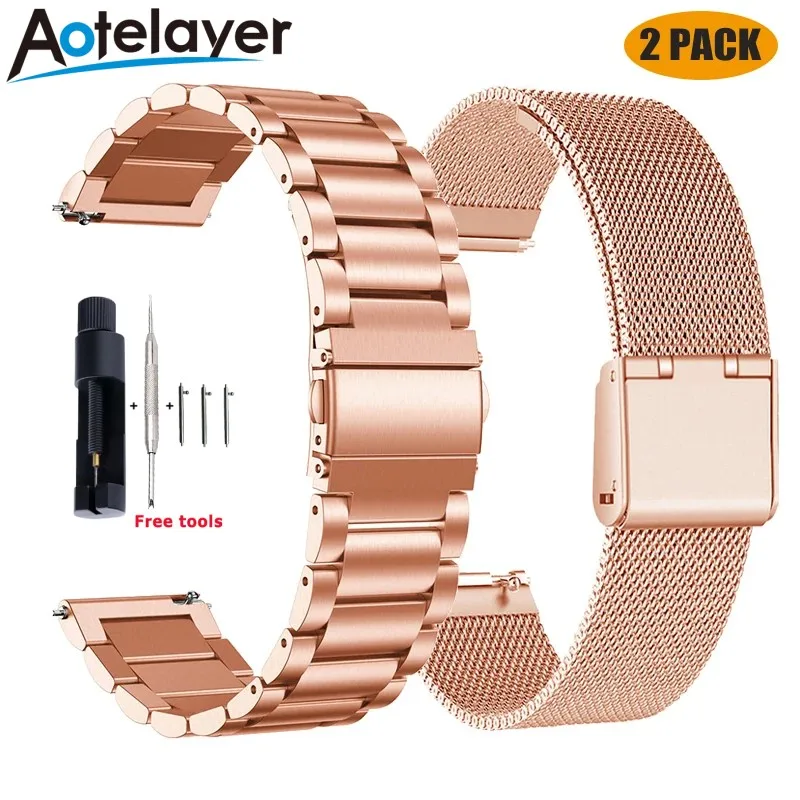 

14 16 18 20 22 24mm Quick Release Stainless Steel & Milanese Watch Strap Metal Folding Watch Buckle Universal Watch Accessories