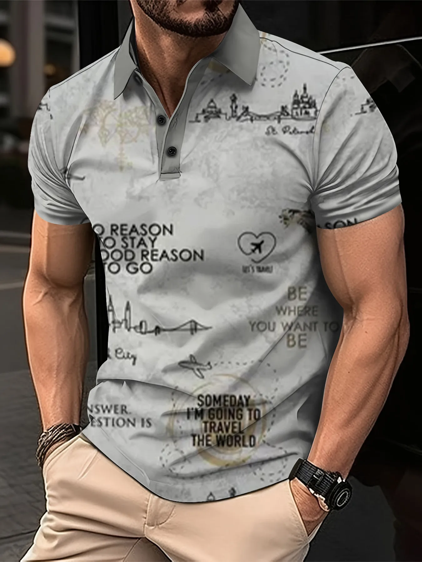 Summer Letter Print Casual Men Polo Shirts Fashion Business Comfortable Breathable Cool Top Male Short-Sleeved Polo Shirt