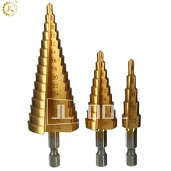 4-12 4-20 4-32 Coated Step Drill Bit Core Straight Spiral Groove Stepped Hole Titanium Carbide Drill Bits Set 1pc/3pc