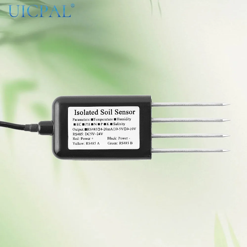 7 In 1 RS485 Soil Temperature Humidity Sensor Nutrient Salt Nitrogen Phosphorus Potassium Transmitter PH Conductivity Detector