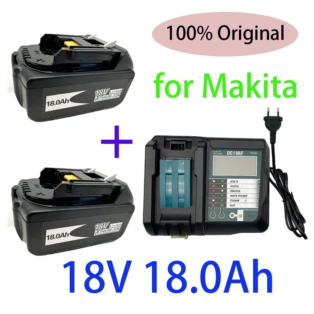 Original For Makita 18V 18000mAh 18.0Ah Rechargeable Power Tools Battery with LED Li-ion Replacement LXT BL1860B BL1860 BL1850