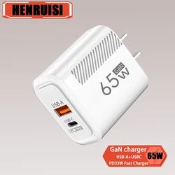 65W GaN USB C Charger Fast Charging Wall Charger For iPhone 15 14 Pro Max Xiaomi Samsung PD Type C Phone Adapter EU/US Plug
