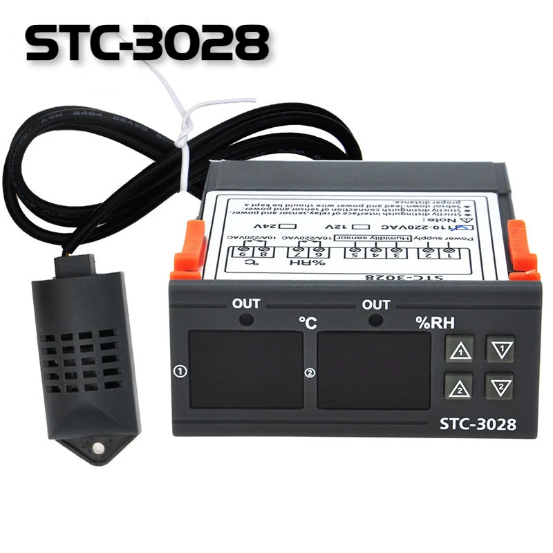 STC-3028 doppio termostato digitale regolatore di temperatura e umidità termometro igrometro Controller AC110-220V DC12V/24V 10A