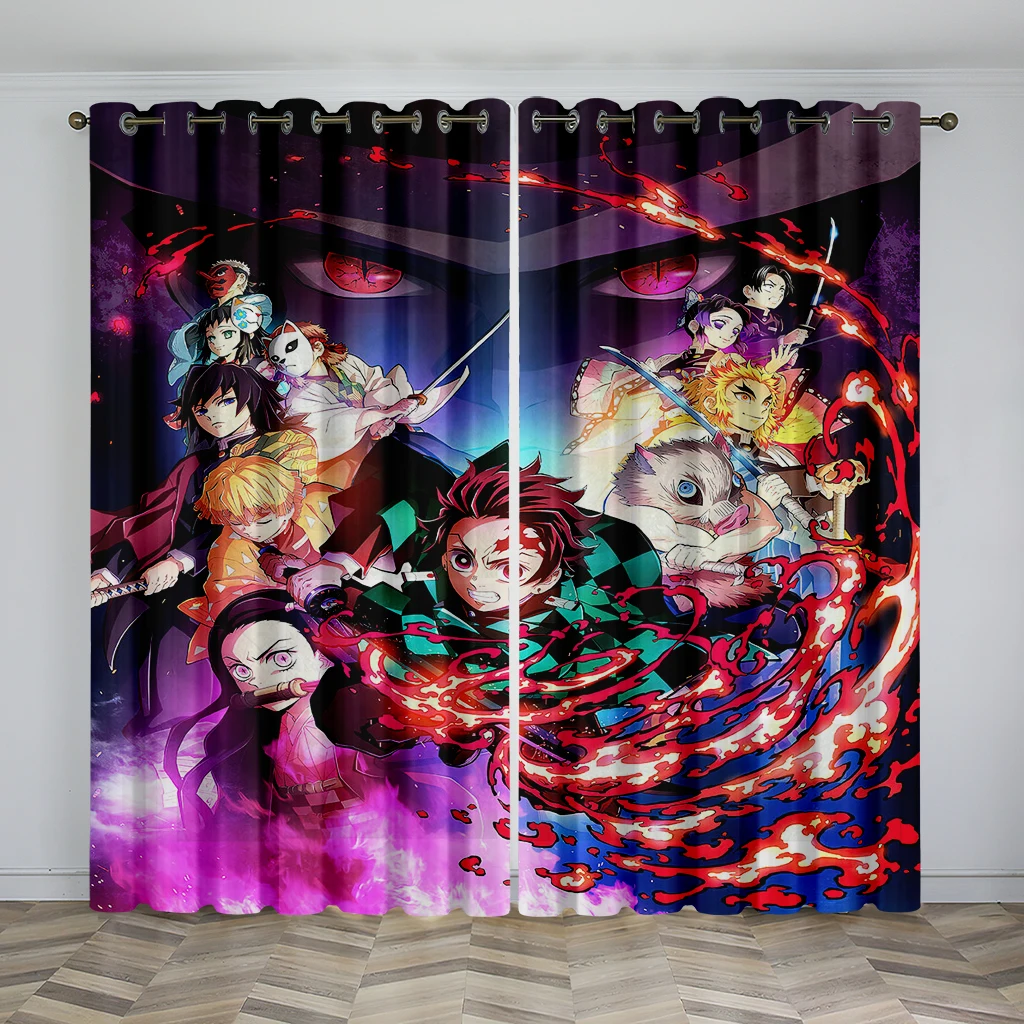 Kids Like Cartoon Anime Pattern Sunshade Curtains 2 Panel Boys Girls Room Bedroom Living Room Window Decorative Curtains