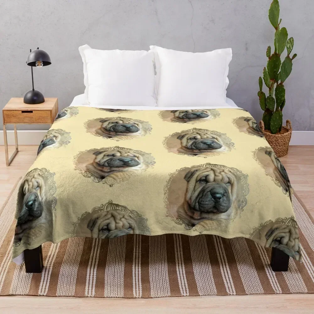 

Shar Pei Puppy Throw Blanket manga Loose halloween Flannel Fabric Blankets