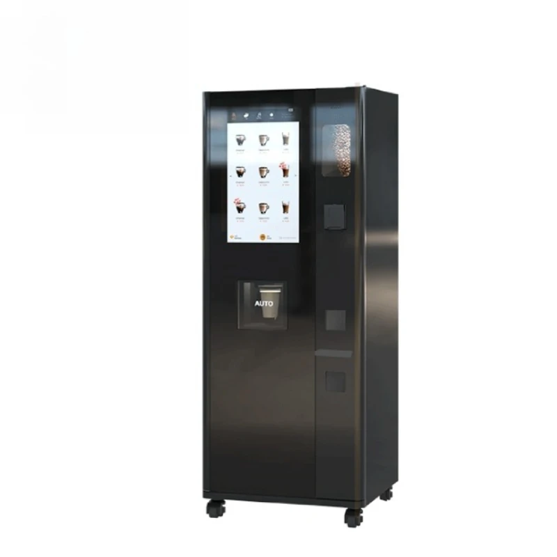 Máquina expendedora de café comercial, café recién molido con múltiples opciones de pago disponibles