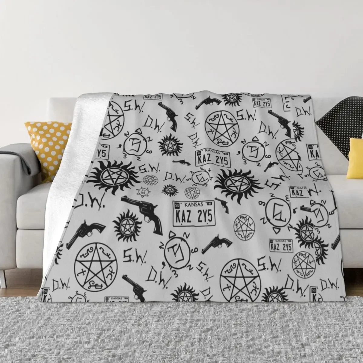 Supernatural Winchester Symbols Wool Blankets Fashion Throw Blankets for Sofa Bedding Lounge 125*100cm Rug Piece