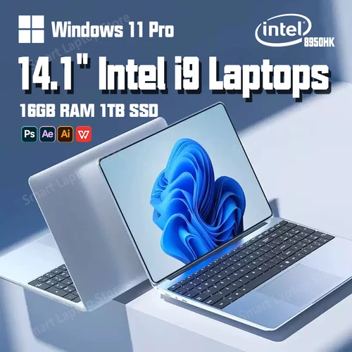 2025 휴대용 윈도우 11 프로 노트북 컴퓨터, 인텔 코어 i9 8950HK HD 스크린, 16GB RAM, 1TB, 2TB SSD, 게이밍 노트북, PC 게이머, 14.1 인치 