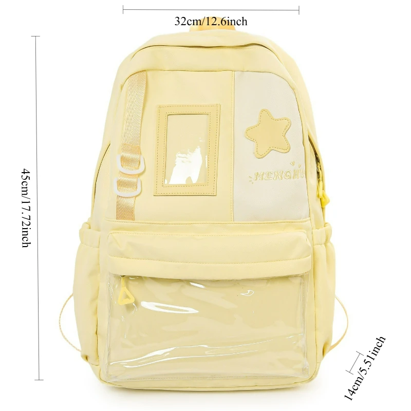 New Preppy Style Nylon Student Backpack Korean Style Student Schoolbag Lightweight Middle High School Student Backpacks