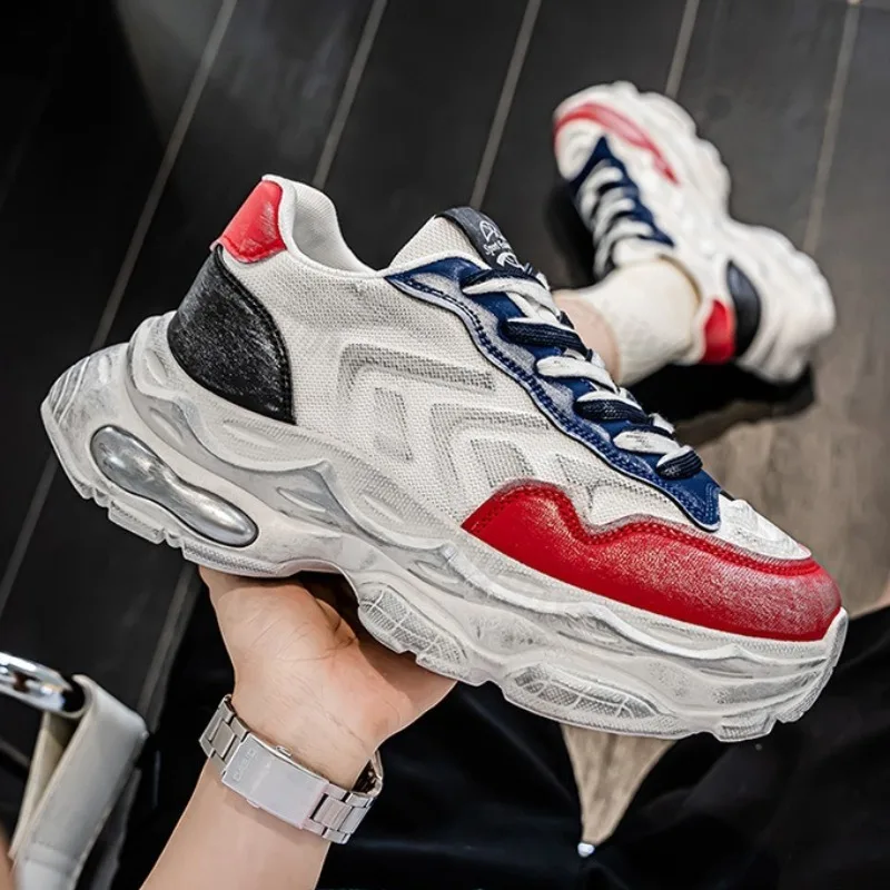 

Осень 2024, новая модная трендовая мужская повседневная спортивная обувь с низким берцем на толстой подошве, нишевые универсальные удобные нескользящие массивные кроссовки