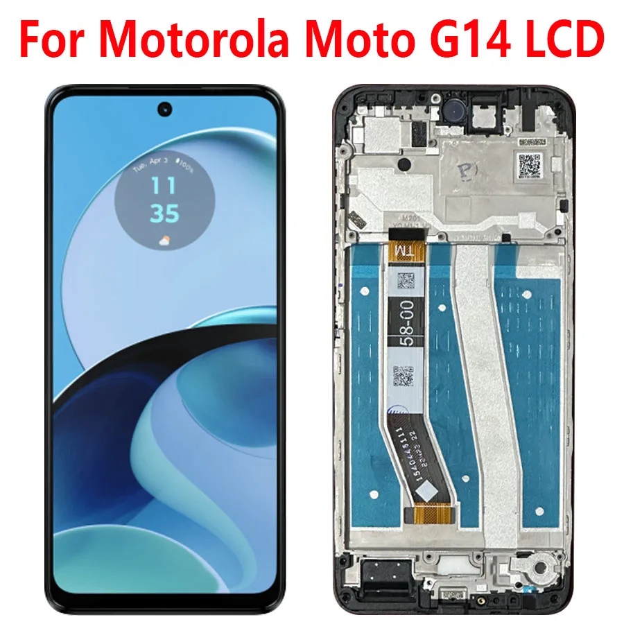 

ЖК-дисплей 6,5 дюйма для Motorola Moto G14, сенсорная панель с рамкой, дигитайзер в сборе, замена экрана для Motorola Moto G14, ЖК-дисплей
