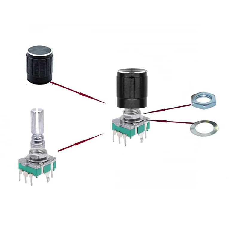 【Superdeals】(7 ขา 20 มม.) 20 ชิ้น 360 องศา EC11 Rotary Encoder รหัสสวิทช์ดิจิตอล Potentiometer พร้อมหมวก