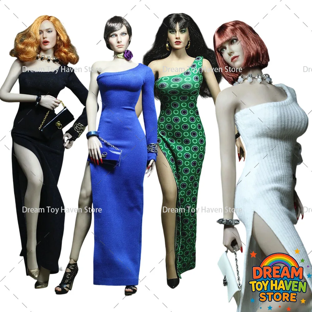 

1/6 Female's Soldier One-Shoulder Maxi Dress High Slit Evening Gown Accessory Fit 12Inch TBL PH Action Figure Model Dolls