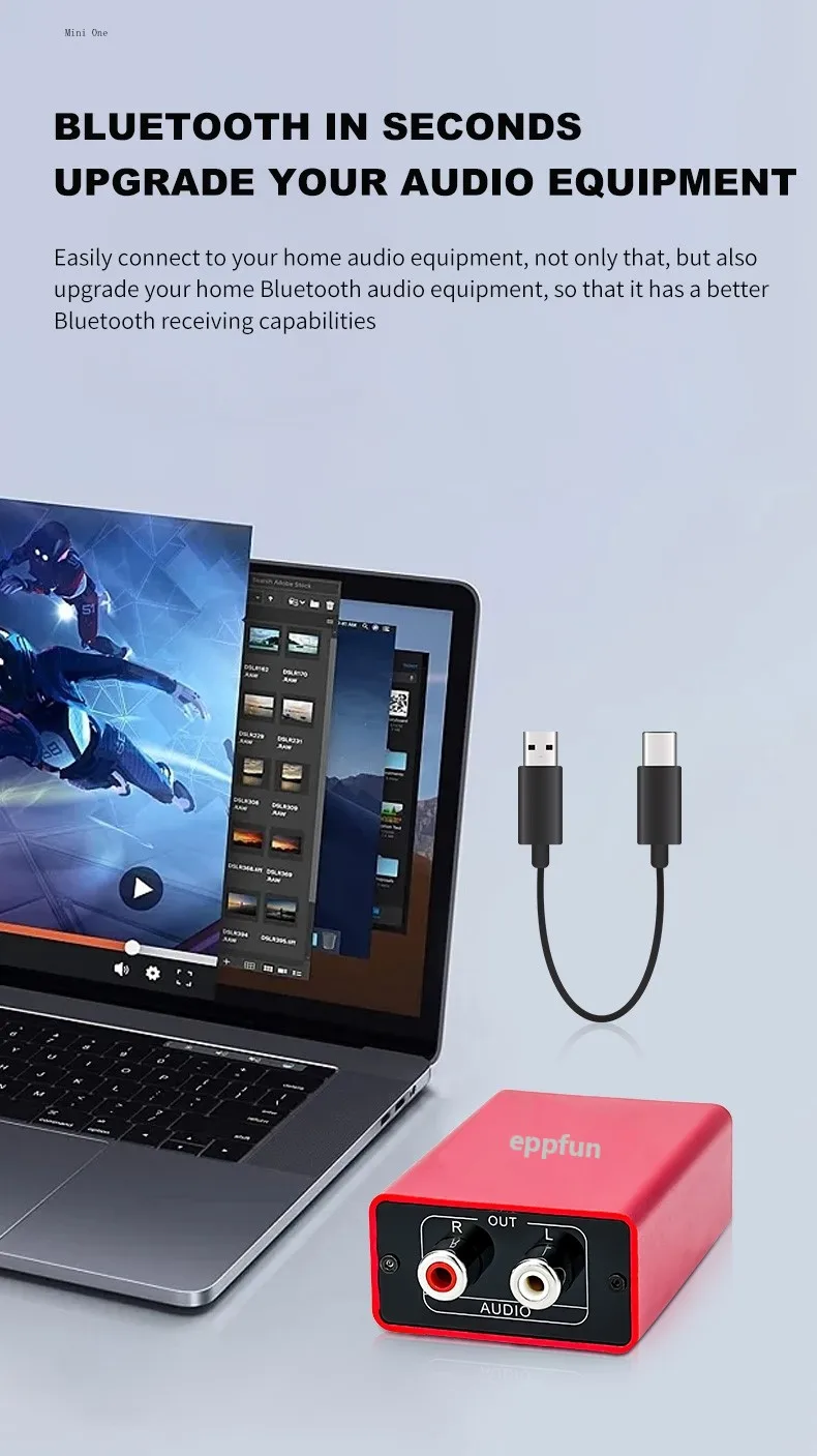Eppfun Le Audio Bluetooth 5.4 Empfänger mit Aptx Lossless/LDAC, 96K/24bit Drahtloser Adapter mit RCA – Detail 9