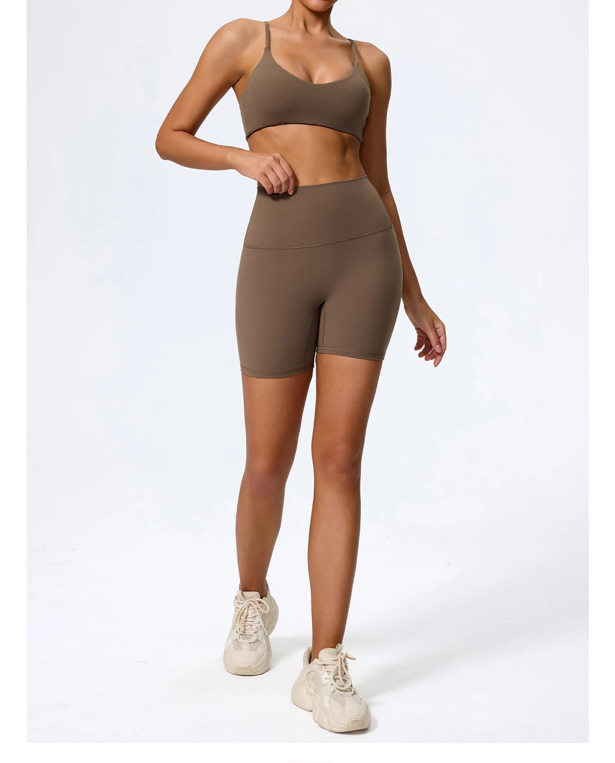 Ctenkevet Sommer Damen 2-teiliges Ärmelloses Sportset, Zweiteiliges Yoga-Set für Frauen, Hochgeschnittene Atmungsaktive Leggings, Sportbekleidung für Damen – Detail 22