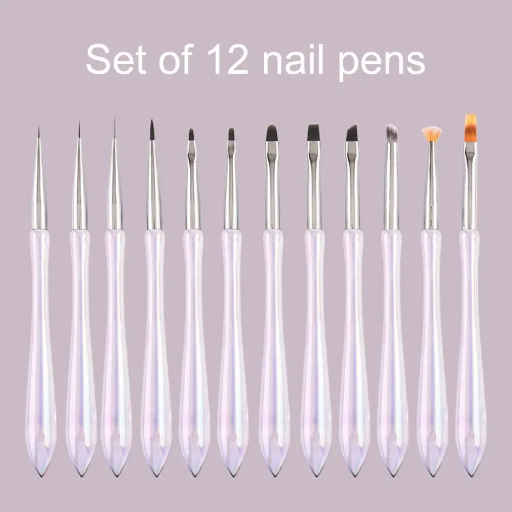 

12Pcs/Set UV Gel Painting Drawing Brush Acrylic Nail Brush Liner Brush Nail Lines Drawing Brushes Manicure Nail Art Tools