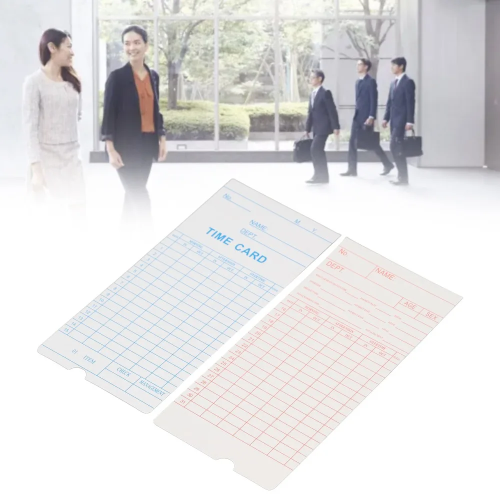 100Pcs Paper Time Clock Card Dual Sided Lightweight Employee Time Card Practical Attendance Time Card Attendance Recorder