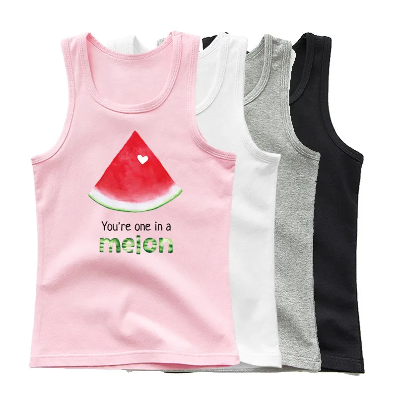 Girls Summer Fruit Watermelon Tank Tops Cotton Singlet Children Sleeveless T-shirt Kids Kawaii Avocado Vest Holiday Clothes