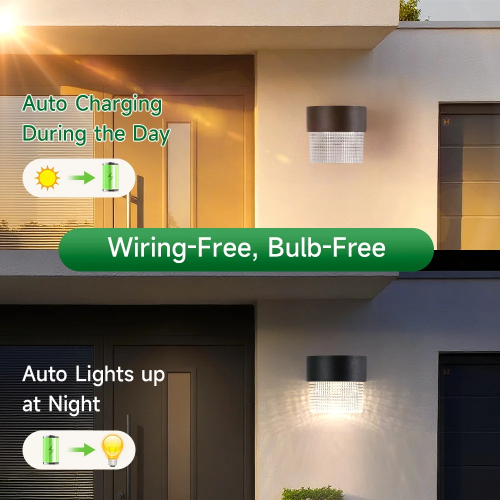 Солнечная светодиодная лампа, уличный водонепроницаемый настенный светильник, уличные фонари, наружное украшение сада, двор, крыльцо, дорожка, солнечный настенный светильник для дома