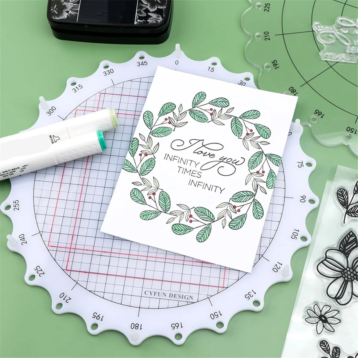 A20M 10-Piece Rotary Punching Platform, Stamp and Rotary Tool for Punching Circles, Locks Into Place At 24 Equal Intervals