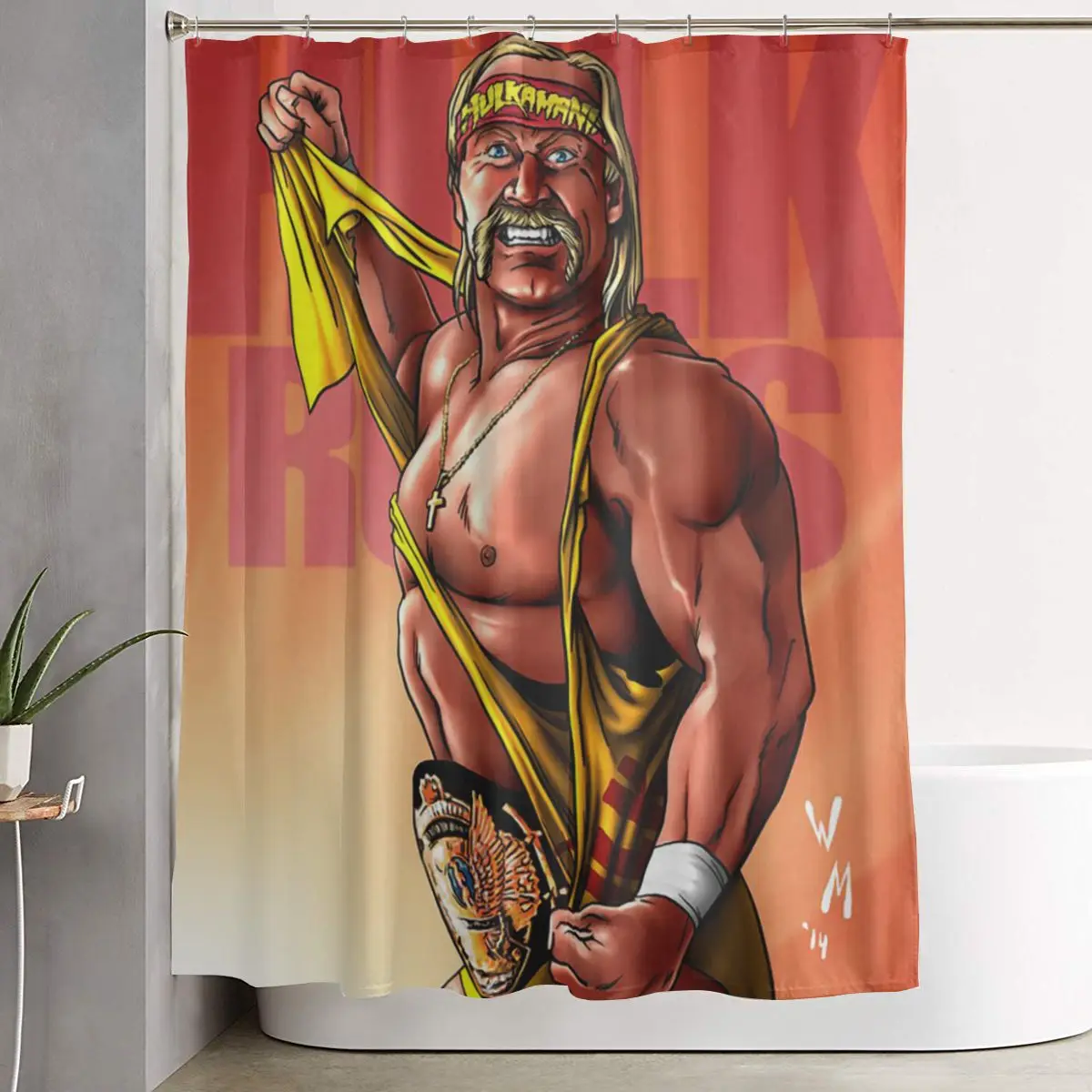 

Hulk Hogan Hulkamania Shower Curtain Bathroom Polyester Waterproof Bath Curtains with Hooks