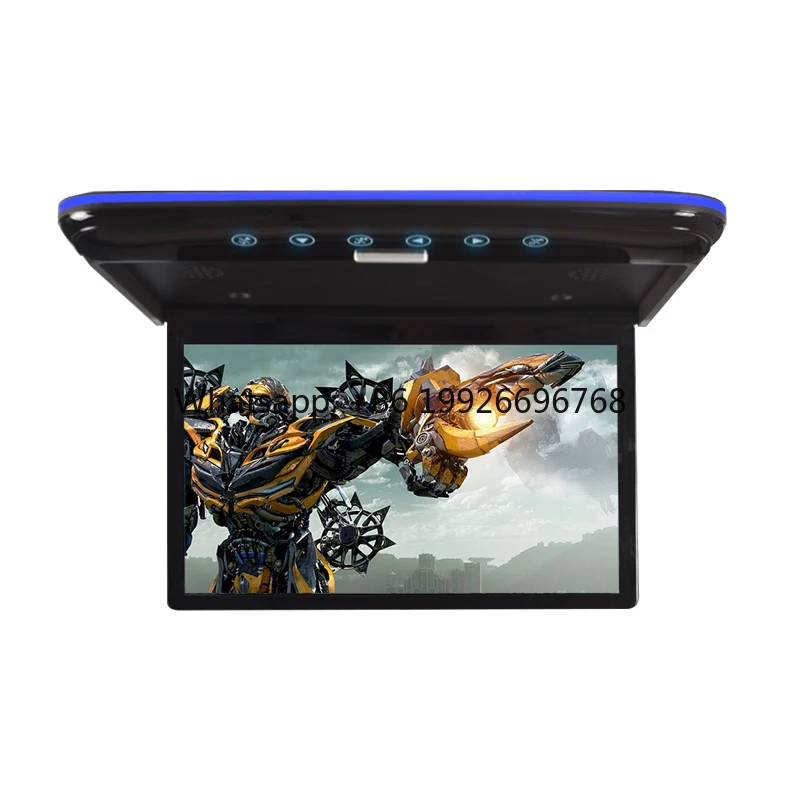 

13.3-Inch HD IPS LCD Display Flip Car Monitor Built-in Stereo Speaker USB TF FM Audio Output Universal Roof Video Player Audio