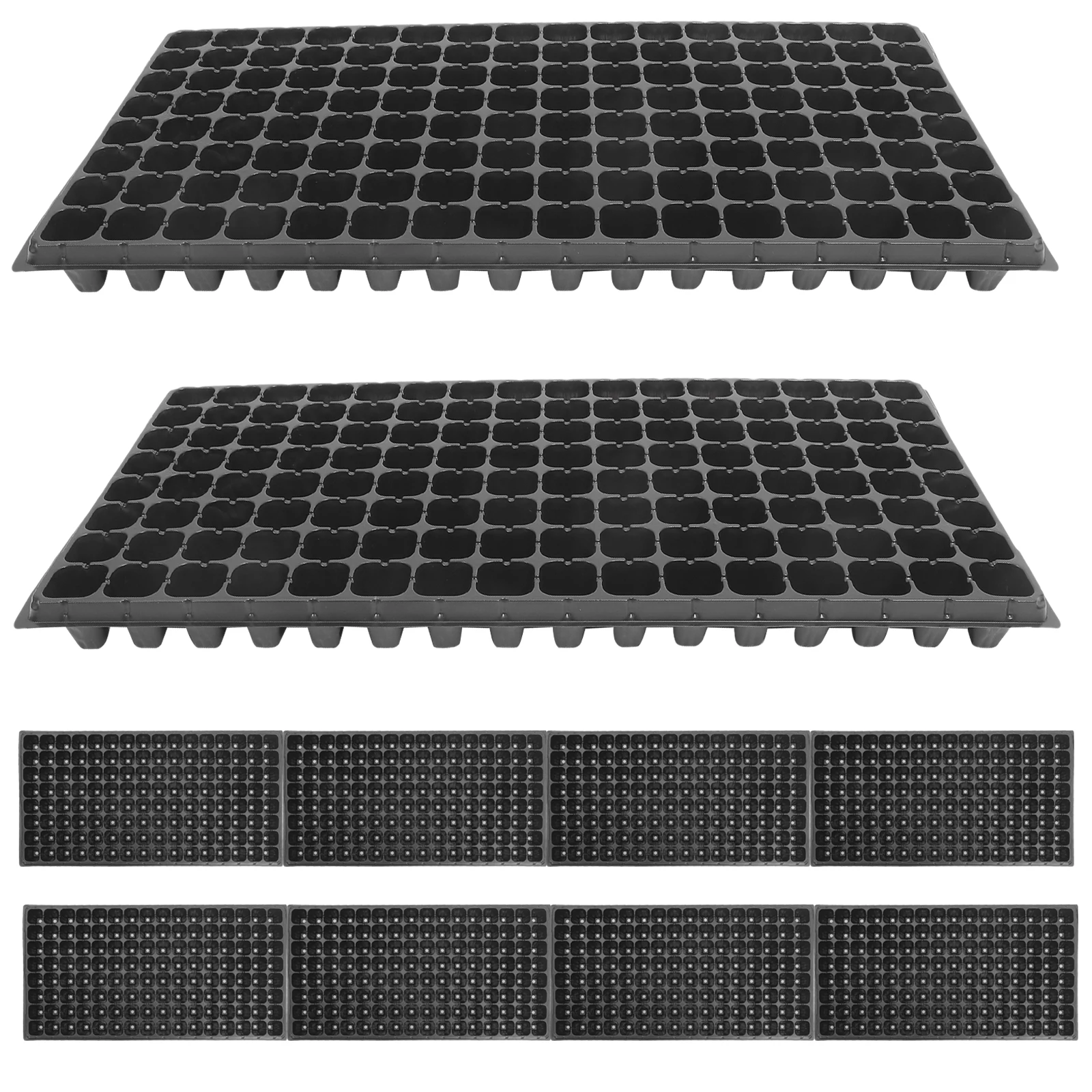 

10 pcs 128 Cells Seedling Tray Plastic Nursery Grow Tray For Garden Bonsai Planting Lightweight Ventilated Black 80G