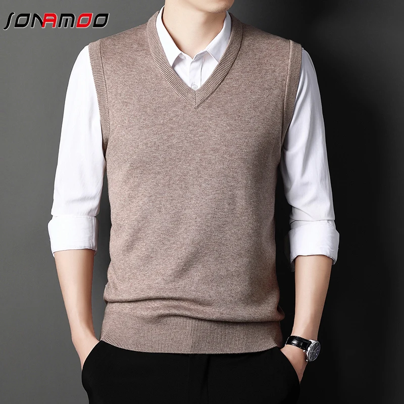 Men\'s Solid Color Sweater Vest Casual Fashion Warm Top