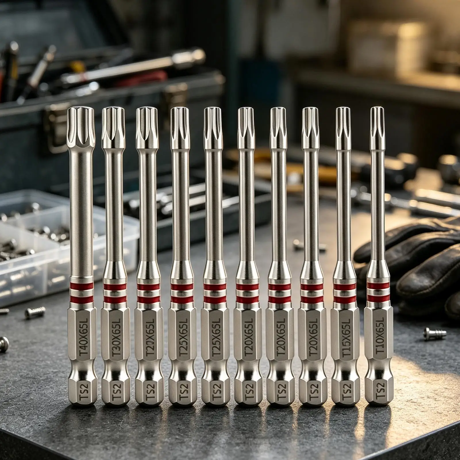 Hex Screwdriver Bits 10 Pieces 65mm S2 Steel Strong Magnetic Anti-Slip Power Tool Screwdriver Bit Set For Garage Workshop