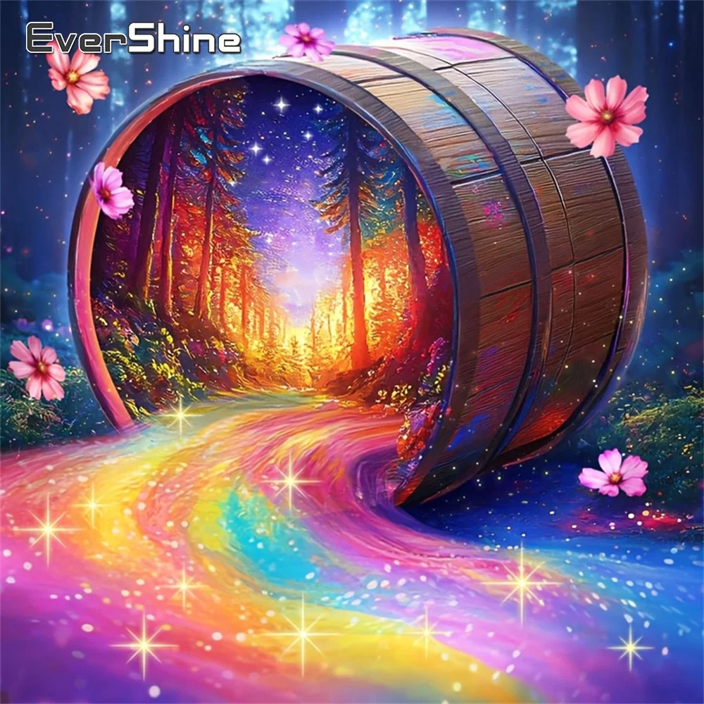 Evershine Diamant-Mosaik Wald-Landschaft Vollbohr-Gemälde Baum-Bild Strass-Stickerei Regenbogen DIY Heimdekoration