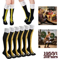 1-20 pares divertidos calcetines hasta la rodilla con garra de pollo en 3D para mujer, calcetines cálidos hasta el muslo, disfraz de fiesta, vacaciones, regalo de Navidad