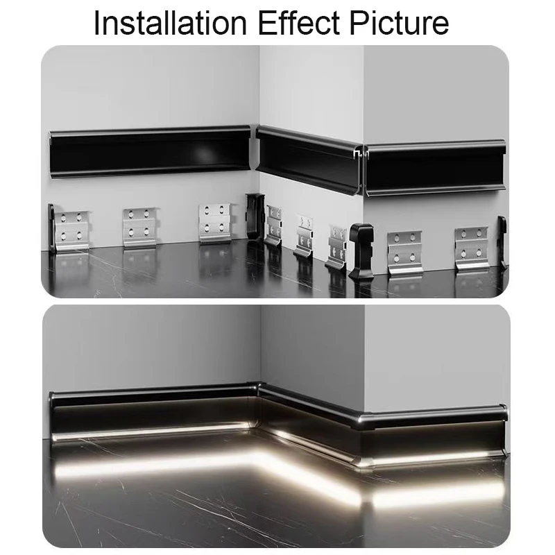 Surface Mounted Baseboard Aluminum Profile Hidden Lighting Concealed LED Skirting Backlight Stair Corner Bar Strip Light