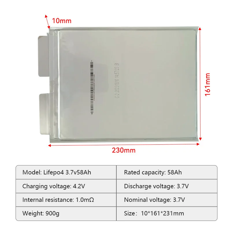 12pcs 3.7V 58Ah NCM Li-ion Polymer Cell for Motorcycle Electric Bicycle Battery Rechargeable Lithium Ion Batteries 3000 Cycles