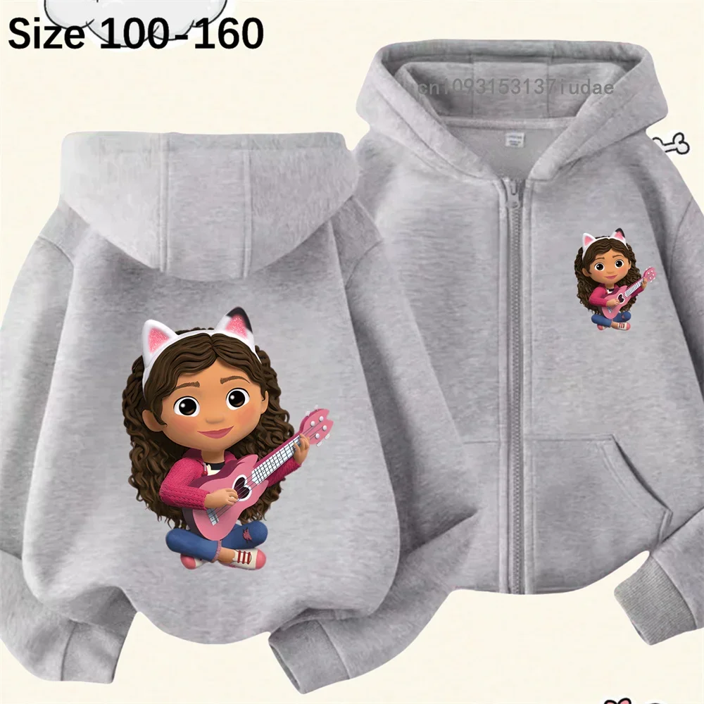 Kawaii Gabby’s Dollhouses Zipper Hoodie Girls Fashion Kids Clothes Boys Trucksuit Sweatshirt Long Sleeve Children Casual Tops