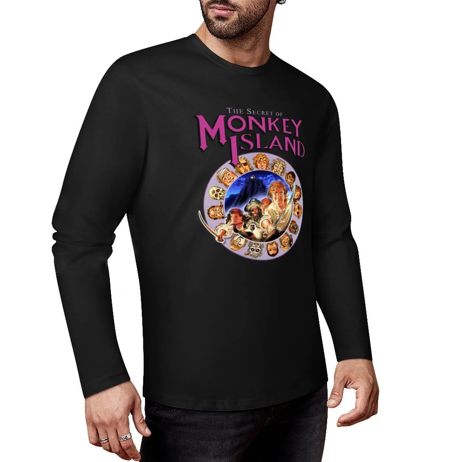 Secret of Monkey Island - Logo and Pirate Codewheel - Classic MS-DOS point and click graphic adventure game! Long T-Shirt