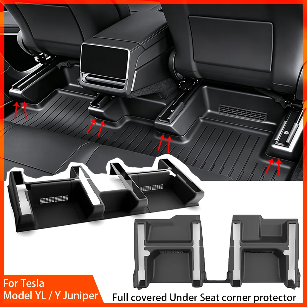 TPE Under Seat Corner Protector For Tesla Model YL/Y Juniper 2025 2026 Front Rear Seat Slide Rails Anti-Kick Cover Accessories