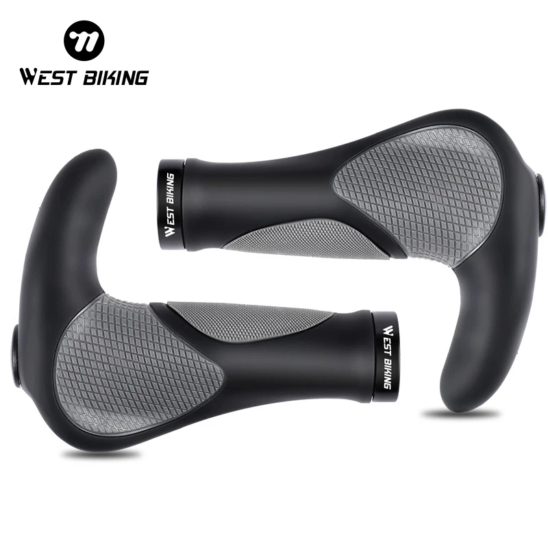 WEST BIKING Ergonomic Bicycle Grip Lock-on Handlebar Cover MTB Mountain Cycling Anti-slip Handle Bar End Bike Accessories 1 Pair