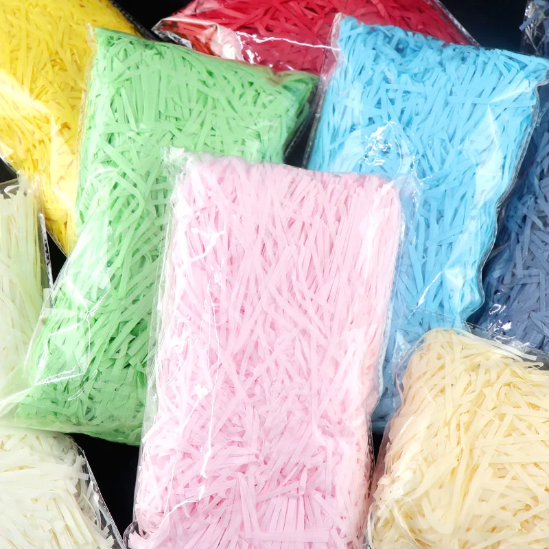 100g Colorful Cut Paper Shred Filler Raffia Candy Boxes DIY Gift Box Filling Material Tissue Party Gift Packaging Filler Decor