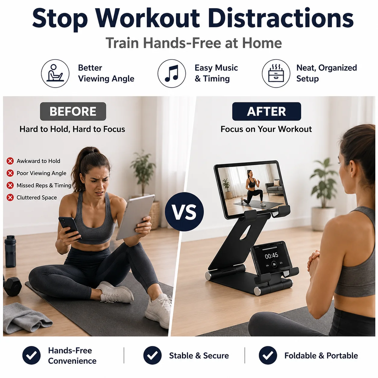 Dual Device Foldable Phone & Tablet Stand, Adjustable Aluminum Alloy Metal Holder, Portable Desktop Dock for Office Home.