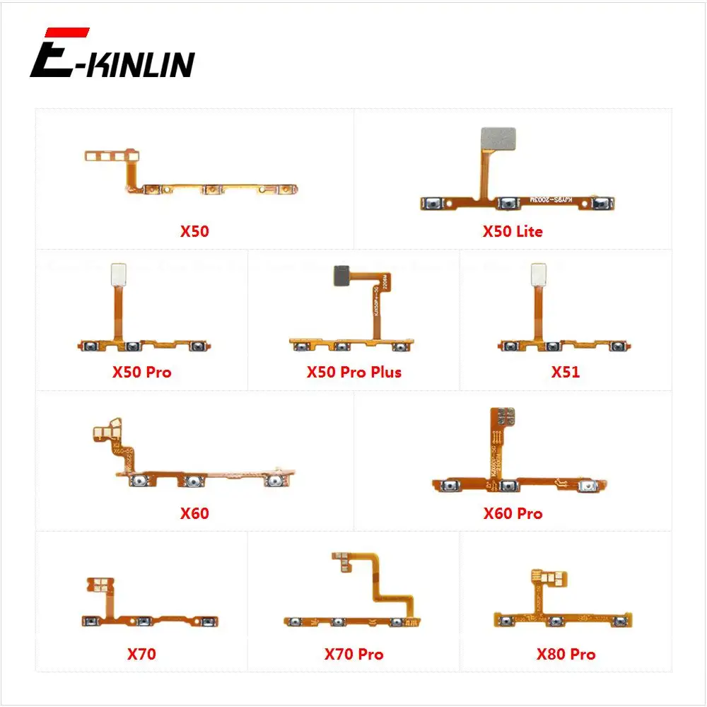 Volume Button Power Switch On Off Key Flex Cable For Vivo X80 X70 X60 X51 X50 Pro Plus Lite