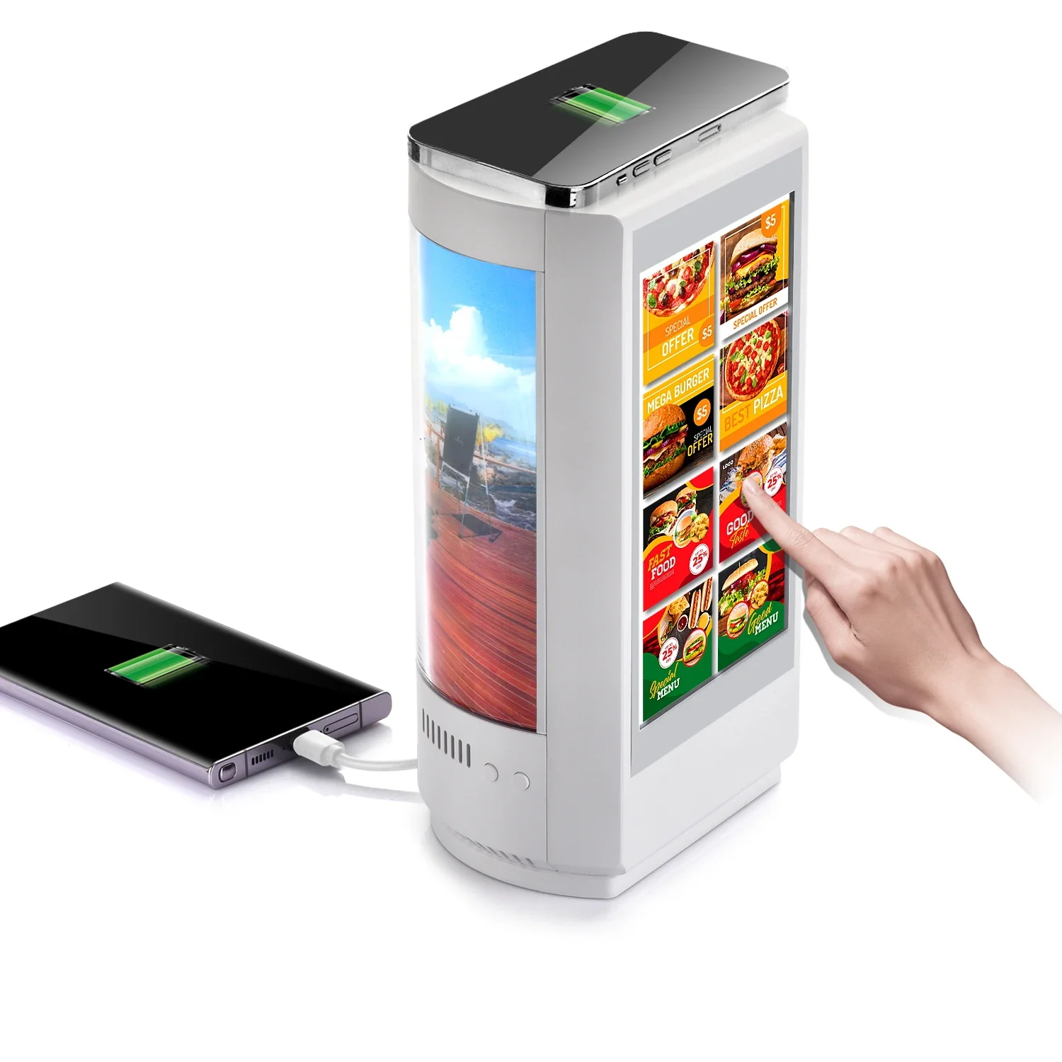 2024 new arrivals trending electronics products phone charging table advertising restaurant menu power bank