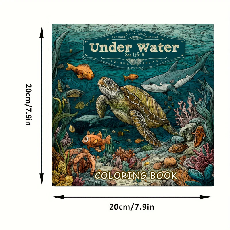 28 Pages Original Underwater Sea Life Coloring Book for Adult | Colouring Book, Drawing Supplies for Christmas, Thanksgiving