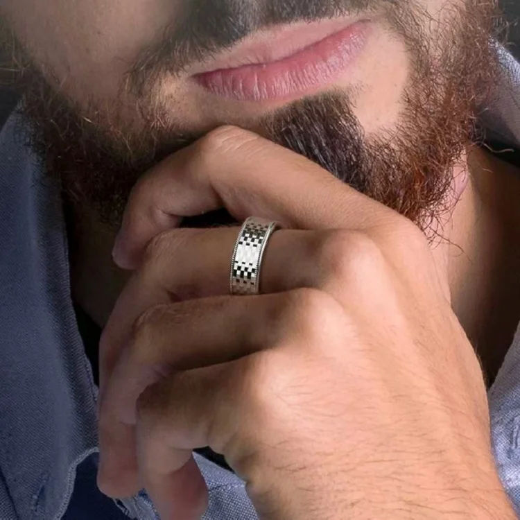 Nuovo anello di monitoraggio della salute intelligente in argento sterling S925 personalizzato Anelli sportivi con dita di ghiaccio schiacciato per coppie di tendenza da donna semplici da uomo